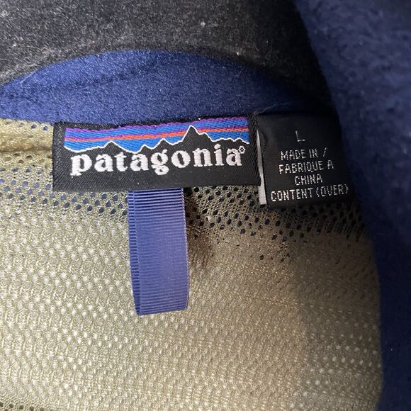 Patagonia Jacket Mens Large Blue Full Zip Nylon Coat Hideaway Hoodie Lined 203 - Picture 2 of 9